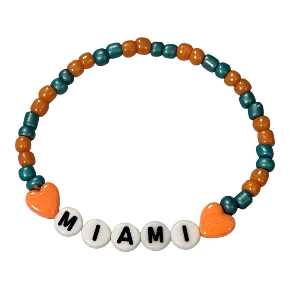 Miami Dolphins Inspired Beaded Bracelet